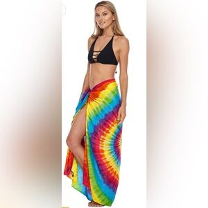 Vibrant Hippy Boho Tie-dye fringed sarong/wrap/shawl/wall-hanging